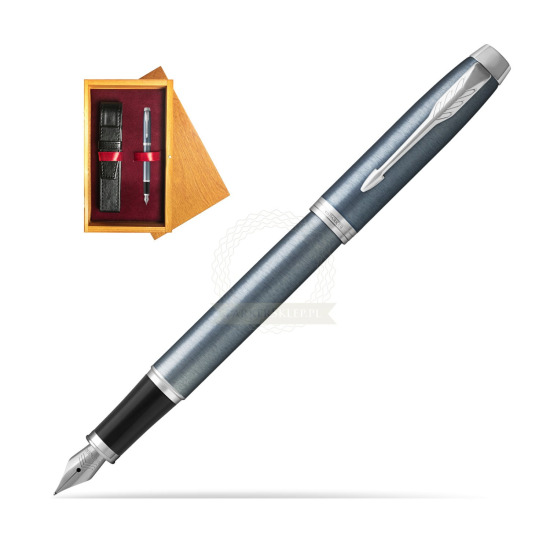 Parker IM Light Blue Grey CT Penna Stilografica in single wooden box Honey Single Maroon