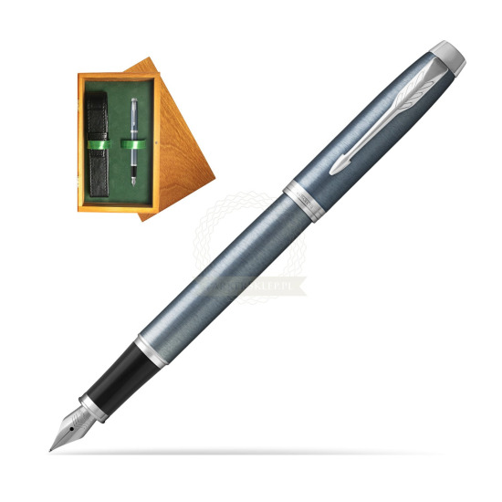 Parker IM Light Blue Grey CT Penna Stilografica in single wooden box Honey Single Green