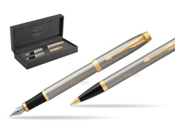 Parker IM Brushed Metal GT Fountain Pen Fountain Pen + Ballpoint Pen in a Gift Box in original Parker Prestige box