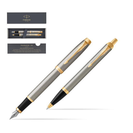 Parker IM Brushed Metal GT Fountain Pen Fountain Pen + Ballpoint Pen in a Gift Box
