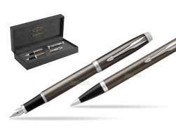 Parker IM Dark Espresso Lacquer CT Fountain Pen Fountain Pen + Ballpoint Pen in a Gift Box in original Parker Prestige box