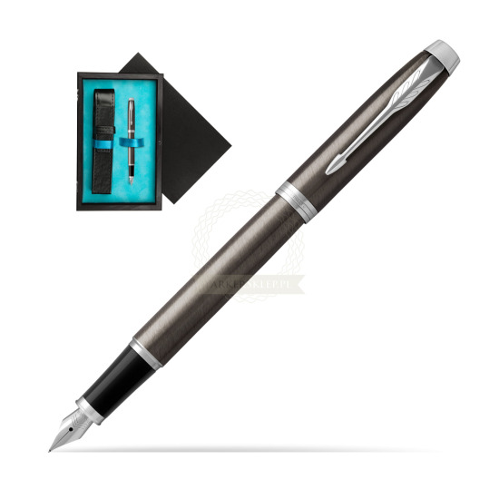 Parker IM Dark Espresso Lacquer CT Penna Stilografica in single wooden box Black Single Turquoise