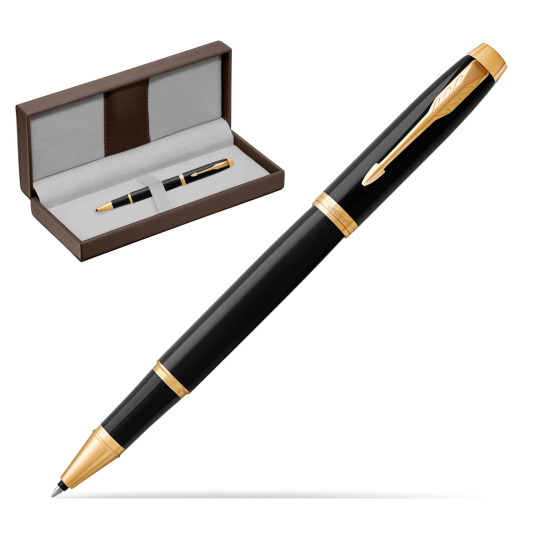 Parker IM Black GT Rollerball Pen in the brown leather box