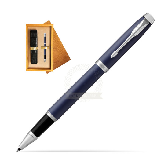 Parker IM BLUE CT Rollerball Pen in single wooden box Honey Single Ecru