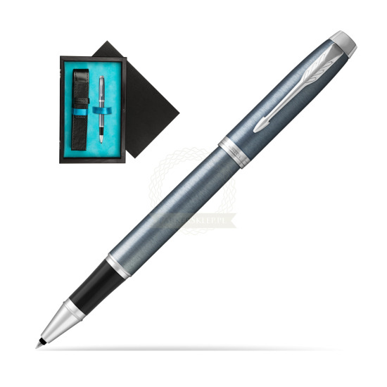 Parker IM Light Blue Grey CT Rollerball Pen in single wooden box Black Single Turquoise