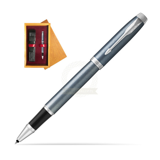 Parker IM Light Blue Grey CT Rollerball Pen in single wooden box Honey Single Maroon