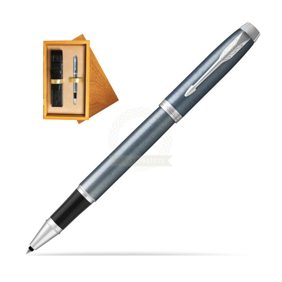 Parker IM Light Blue Grey CT Rollerball Pen in single wooden box Honey Single Ecru