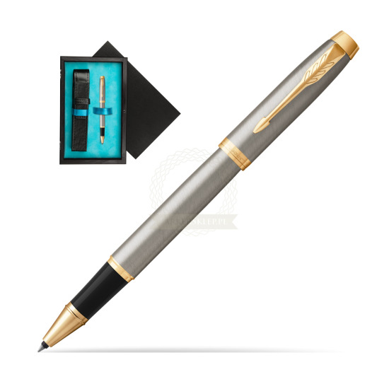 Parker IM Brushed Metal GT Rollerball Pen in single wooden box Black Single Turquoise