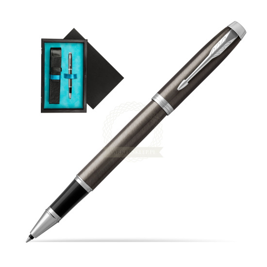 Parker IM Dark Espresso Lacque CT Rollerball Pen in single wooden box Black Single Turquoise