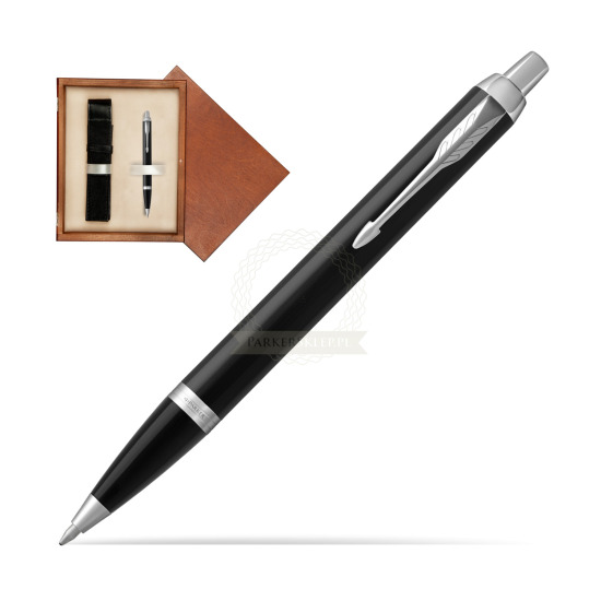 Parker IM Black CT Penna a Sfera in single wooden box Mahogany Single Ecru