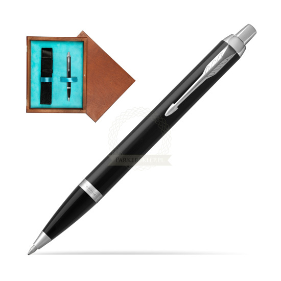 Parker IM Black CT Penna a Sfera in single wooden box Mahogany Single Turquoise 