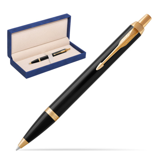 Parker IM Black GT Ballpoint Pen in suede box navy blue