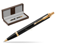 Parker IM Black GT Ballpoint Pen in the brown leather box