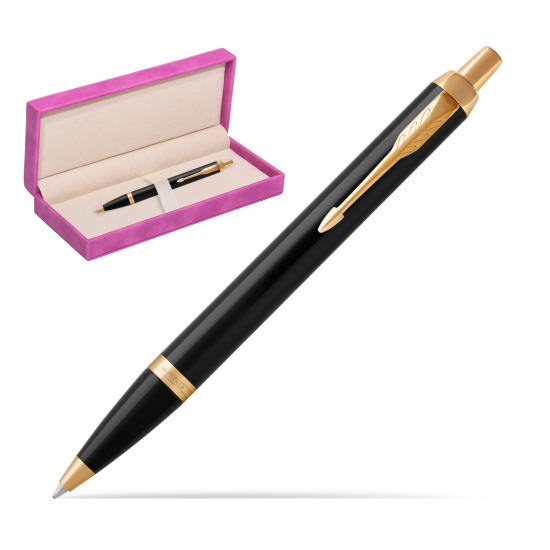 Parker IM Black GT Ballpoint Pen in suede box fuchsia