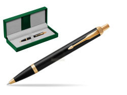 Parker IM Black GT Ballpoint Pen in the green leather box
