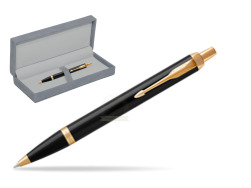 Parker IM Black GT Ballpoint Pen in suede box grey