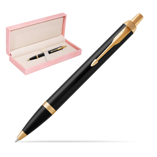 Parker IM Black GT Ballpoint Pen in suede box pink