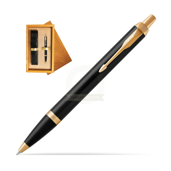Parker IM Black GT Ballpoint Pen in single wooden box Honey Single Ecru