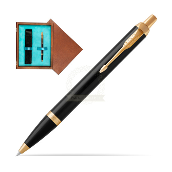 Parker IM Black GT Ballpoint Pen in single wooden box Mahogany Single Turquoise 