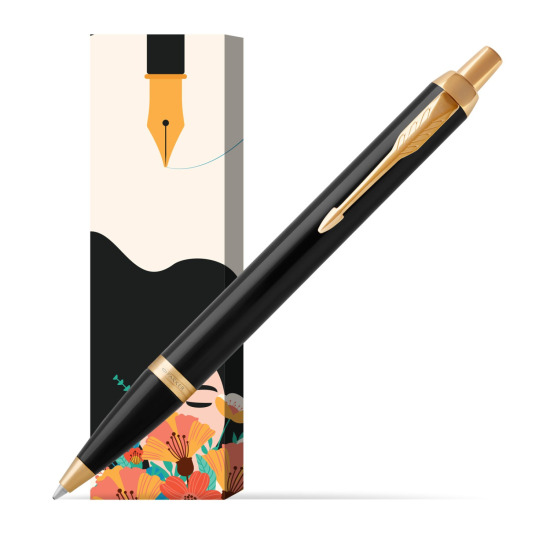 Parker IM Black GT Ballpoint Pen in cover Poppy