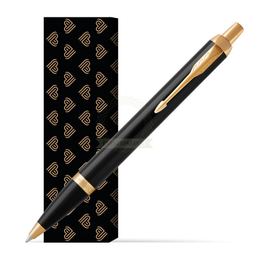 Parker IM Black GT Ballpoint Pen in cover Golden Hearts