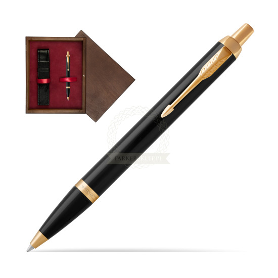 Parker IM Black GT Ballpoint Pen in single wooden box Wenge Single Maroon