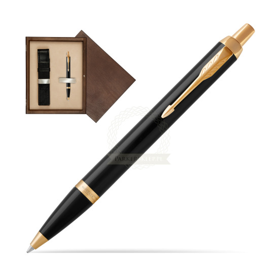 Parker IM Black GT Ballpoint Pen in single wooden box Wenge Single Ecru