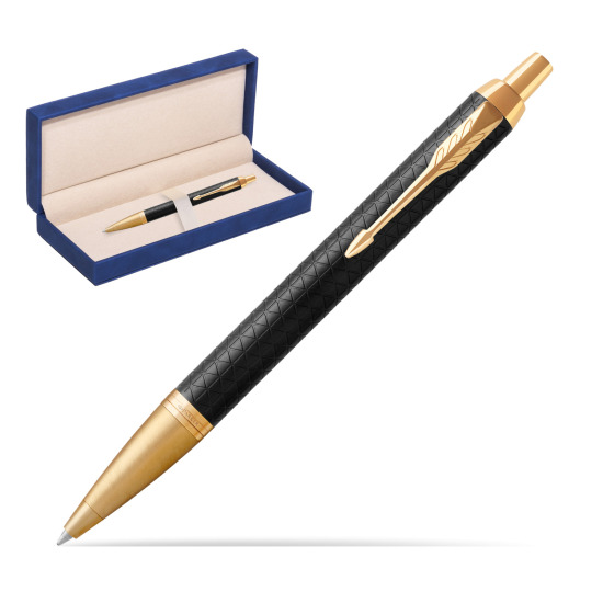 Parker IM Premium Black GT Ballpoint Pen in suede box navy blue