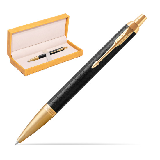 Parker IM Premium Black GT Ballpoint Pen in suede box yellow