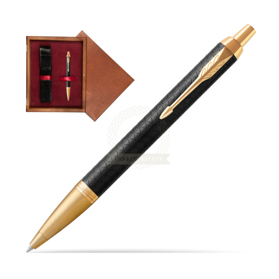 Parker IM Premium Black GT Ballpoint Pen in single wooden box Mahogany Single Maroon
