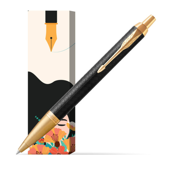 Parker IM Premium Black GT Ballpoint Pen in cover Poppy