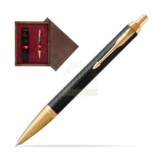 Parker IM Premium Black GT Ballpoint Pen in single wooden box Wenge Single Maroon