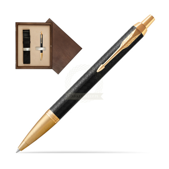 Parker IM Premium Black GT Ballpoint Pen in single wooden box Wenge Single Ecru