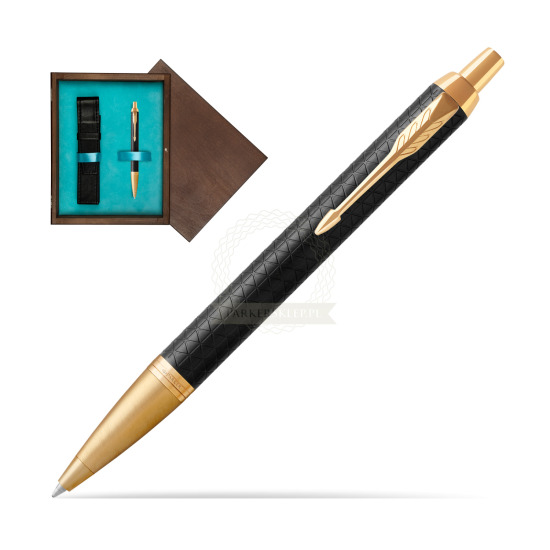 Parker IM Premium Black GT Ballpoint Pen in single wooden box Wenge Single Turquoise 
