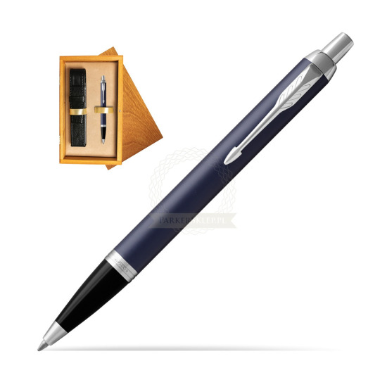 Parker IM BLUE CT Ballpoint Pen in single wooden box Honey Single Ecru