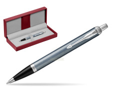 Parker IM Light Blue Grey CT Ballpoint Pen in the red leather box