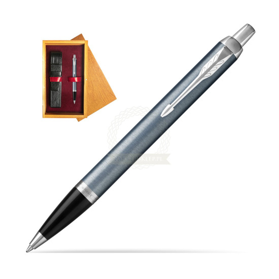Parker IM Light Blue Grey CT Penna a Sfera in single wooden box Honey Single Maroon