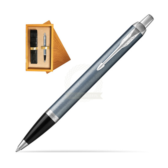 Parker IM Light Blue Grey CT Penna a Sfera in single wooden box Honey Single Ecru
