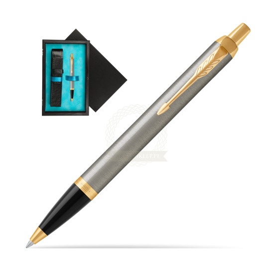 Parker IM Brushed Metal GT Kugelschreiber in single wooden box Black Single Turquoise