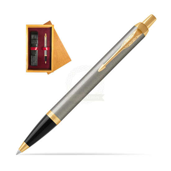 Parker IM Brushed Metal GT Kugelschreiber in single wooden box Honey Single Maroon