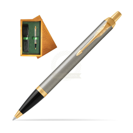 Parker IM Brushed Metal GT Kugelschreiber in single wooden box Honey Single Green