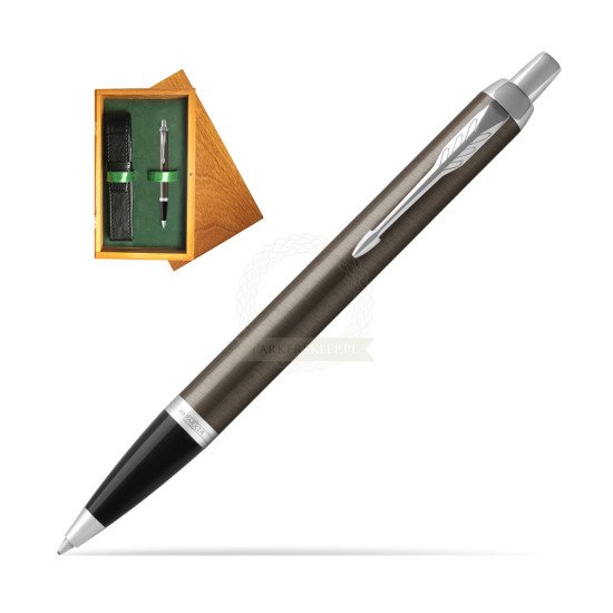 Parker IM Dark Espresso Lacquer CT Ballpoint Pen in single wooden box Honey Single Green