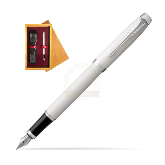 Parker IM White CT Penna Stilografica in single wooden box Honey Single Maroon