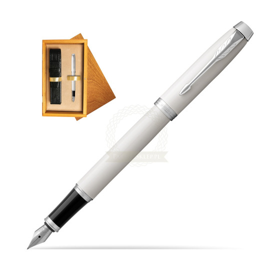 Parker IM White CT Penna Stilografica in single wooden box Honey Single Ecru
