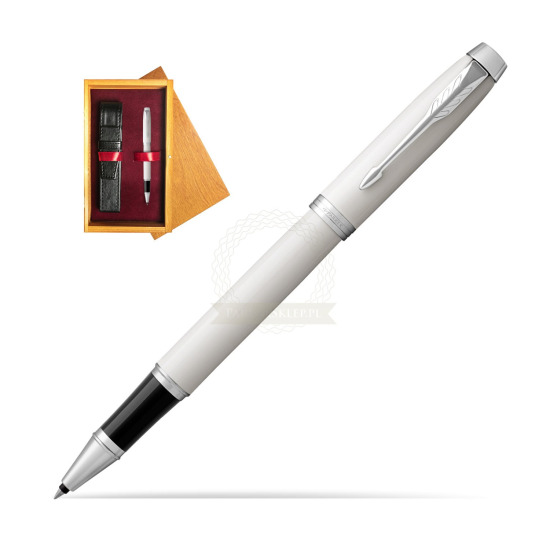 Parker IM White CT Rollerball Pen in single wooden box Honey Single Maroon
