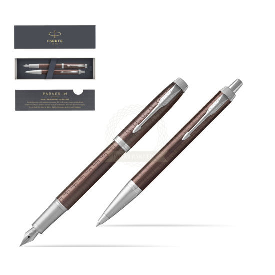 Parker IM Premium Brown CT Fountain Pen + Ballpoint Pen in a Gift Box