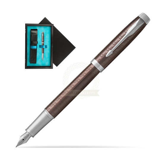 Parker IM Premium Brown CT Penna Stilografica in single wooden box Black Single Turquoise