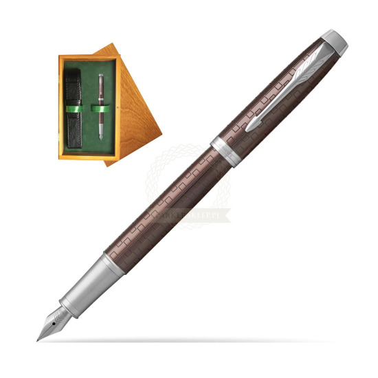 Parker IM Premium Brown CT Penna Stilografica in single wooden box Honey Single Green