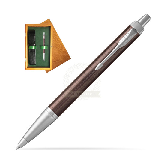Parker IM Premium Brown CT Ballpoint Pen in single wooden box Honey Single Green