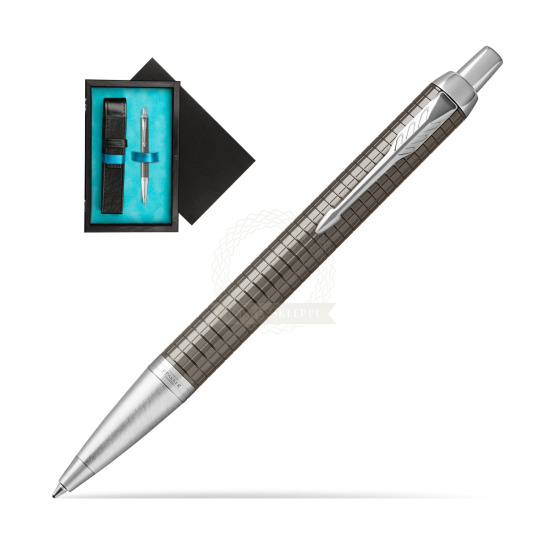 Parker IM Premium Dark Espresso Chiselled CT Ballpoint Pen in single wooden box Black Single Turquoise